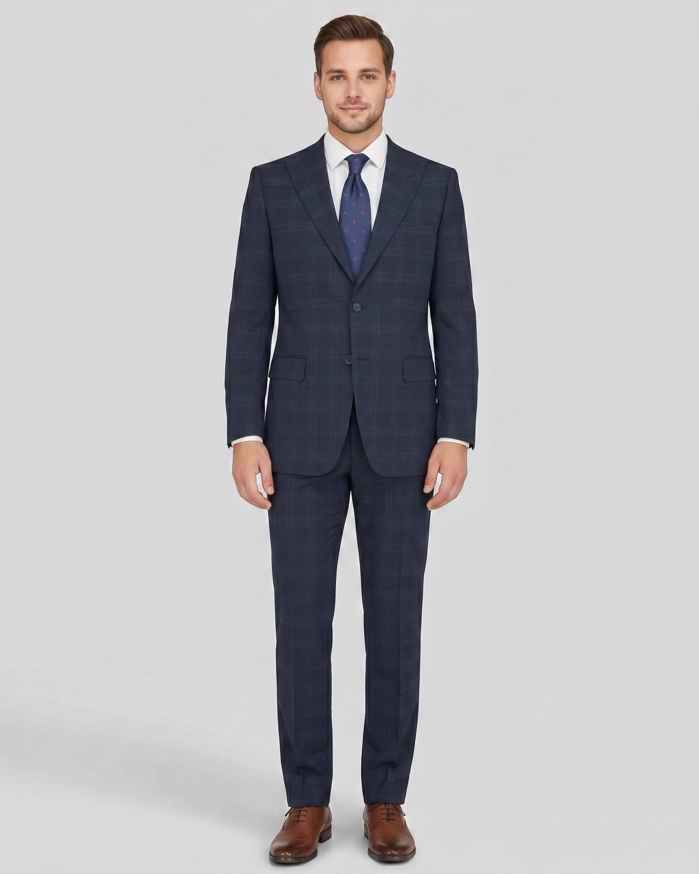 Giorgio Fiorelli Mens Navy Blue Plaid 2 Button 2 Piece Suit – The