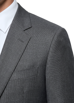 Boss Heather Gray Notch Classic Fit Lapel Wool 2-Button Suit 40R