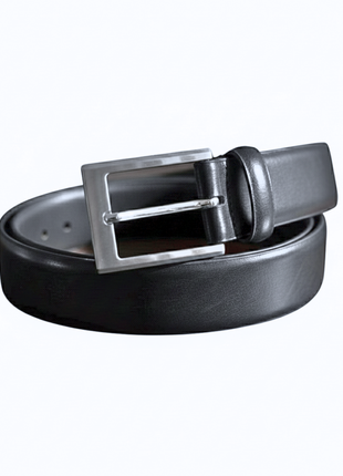 Ariston Mens Genuine Solid Black Leather Belt with Sewn-In Buckle