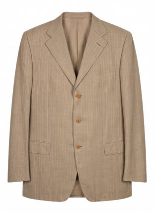 Sartoria Partenopea Mens Tan Pinstripe Half-Canvassed Notch Lapel Classic Fit 3-button Wool Suit - 44L