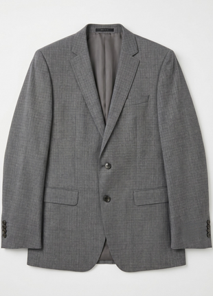 Hugo Boss Gray Plaid Slim Fit Notch Lapel 120’s Wool 2-Button Suit 40L