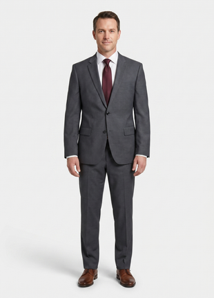 Boss Heather Gray Notch Classic Fit Lapel Wool 2-Button Suit 40R