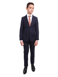 Thumbnail for T.O. Boys T.O Boy's Solid Navy Blue Husky Fit Blazer Sportcoat