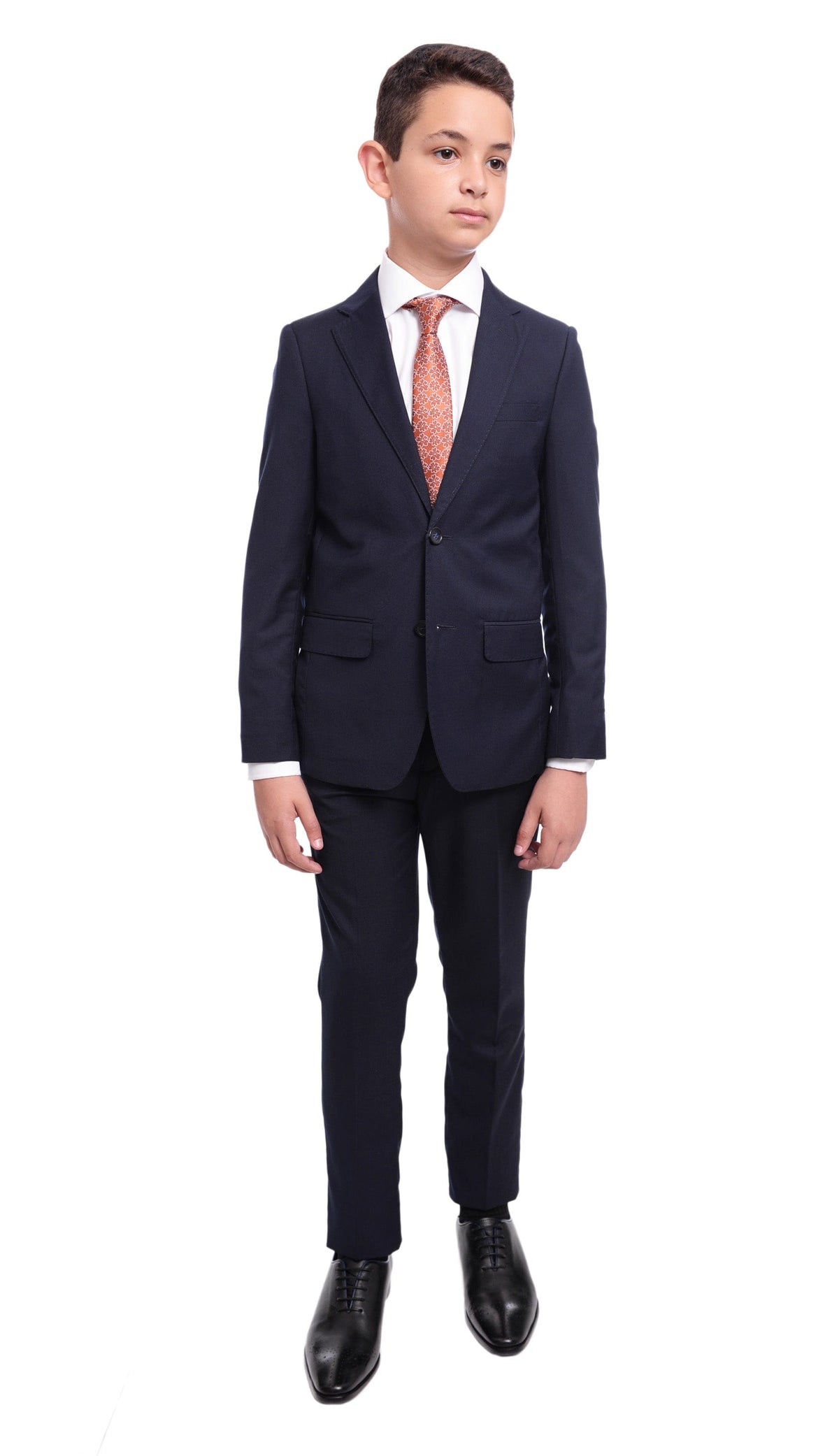 T.O. Boys T.O Boy&#39;s Solid Navy Blue Slim Fit Suit