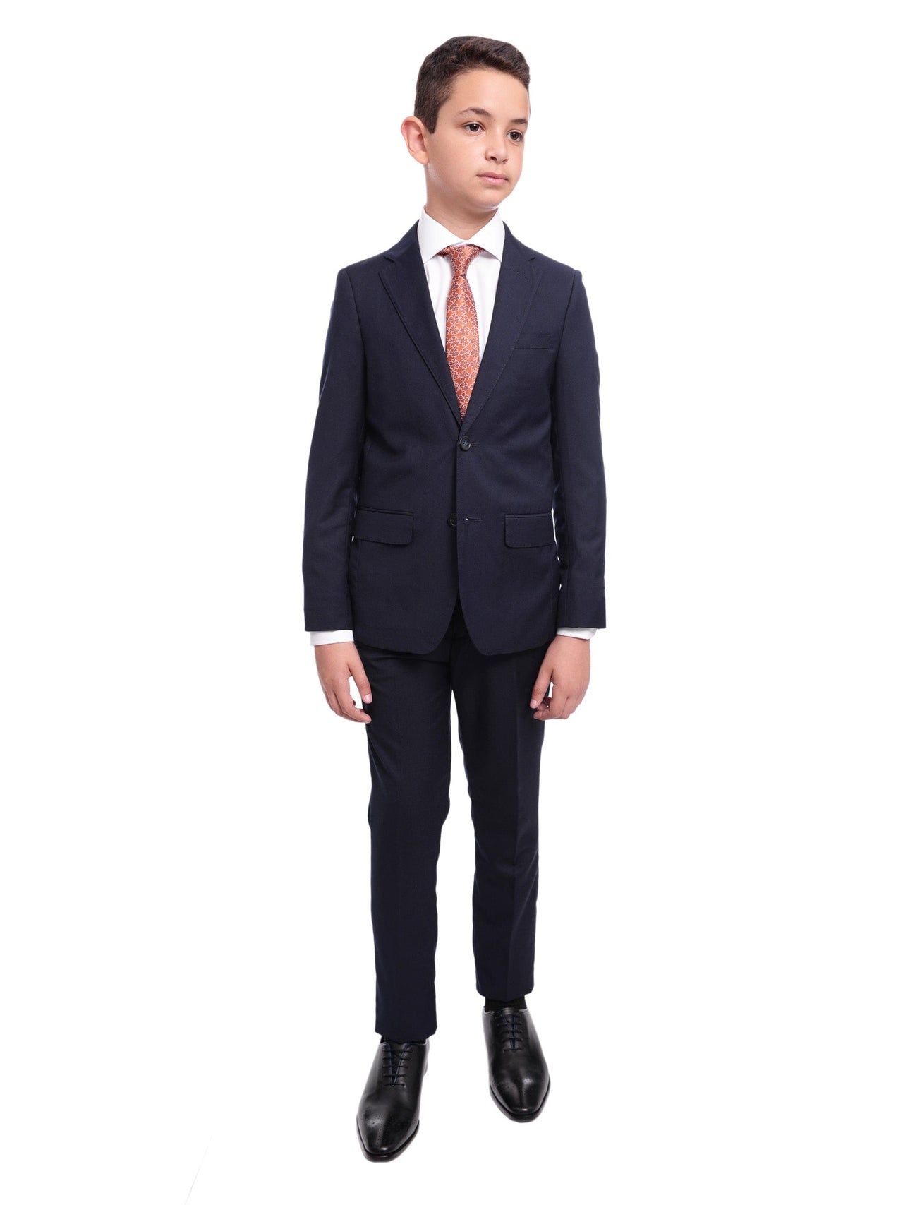 T.O. T.O. Boys Solid Navy Blue Classic Fit Suit