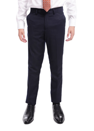 T.O. T.O. Boys Solid Navy Blue Classic Fit Suit