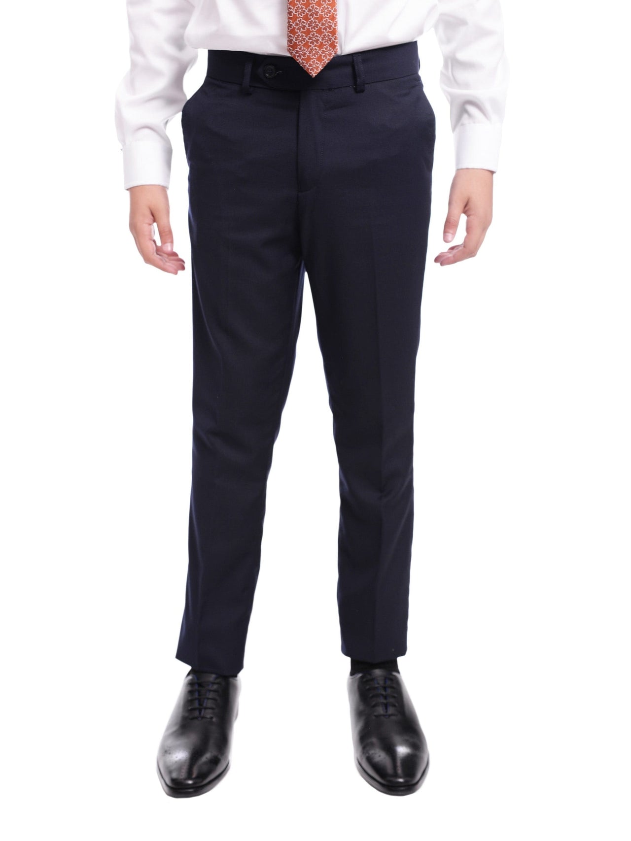 T.O. T.O. Boys Solid Navy Blue Classic Fit Suit