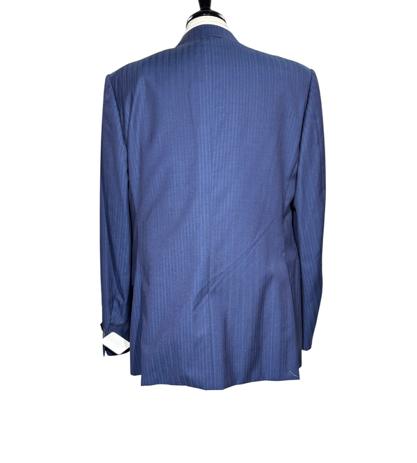 Corneliani Mens Blue Pinstripe Fully-Canvassed Notch Lapels
