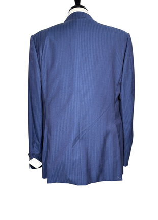 Corneliani Mens Blue Pinstripe Fully-Canvassed Notch Lapels Classic Fit 2 Button Wool Suit - 44L