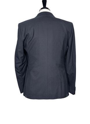 Corneliani CC Collection Solid Black Satin Peak Lapel Slim Fit 3-Piece Wool Tuxedo - 40R
