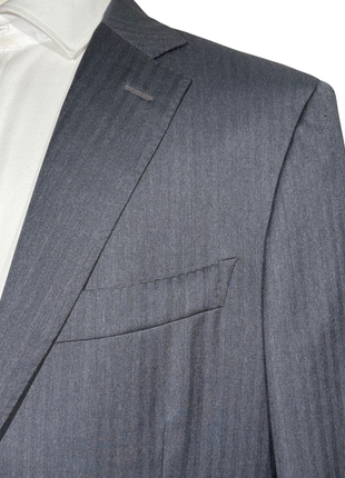 Isaia Mens Charcoal Gray Tonal Stripe Fully-Canvassed Notch Lapel Slim Fit 2-Button Wool Suit - 44L