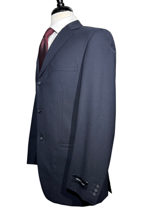 Versace Classic Mens Solid Dark Blue Notch Lapel Classic Fit 3-Button Wool Suit - 38L