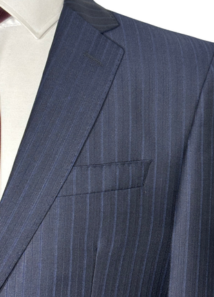 Versace Collection Mens Navy Pinstripe Notch Lapel Classic Fit 2-Button Wool Blend Suit - 38R