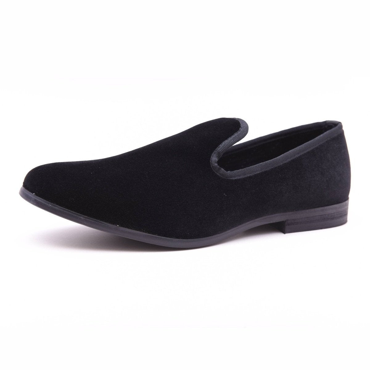 The Lapel Project Black Velvet Boys Slip-On Tuxedo Dress Shoes