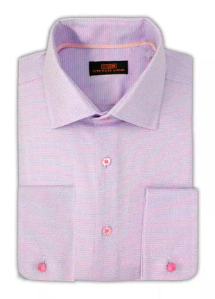 The Suit Depot Steven Land 100% Cotton Pink Check French Cuff Classic Fit Dress Shirt