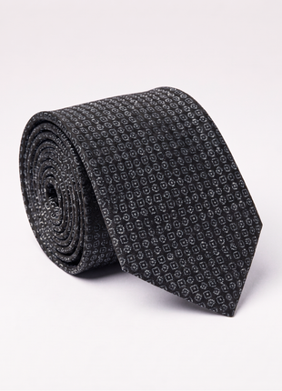 Letteriello Jacquard Weave Black Italian Silk Neck Tie