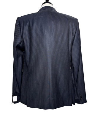 Versace Collection Mens Charcoal Pinstripe Notch Lapel Classic Fit 2-Button Wool Suit - 44L