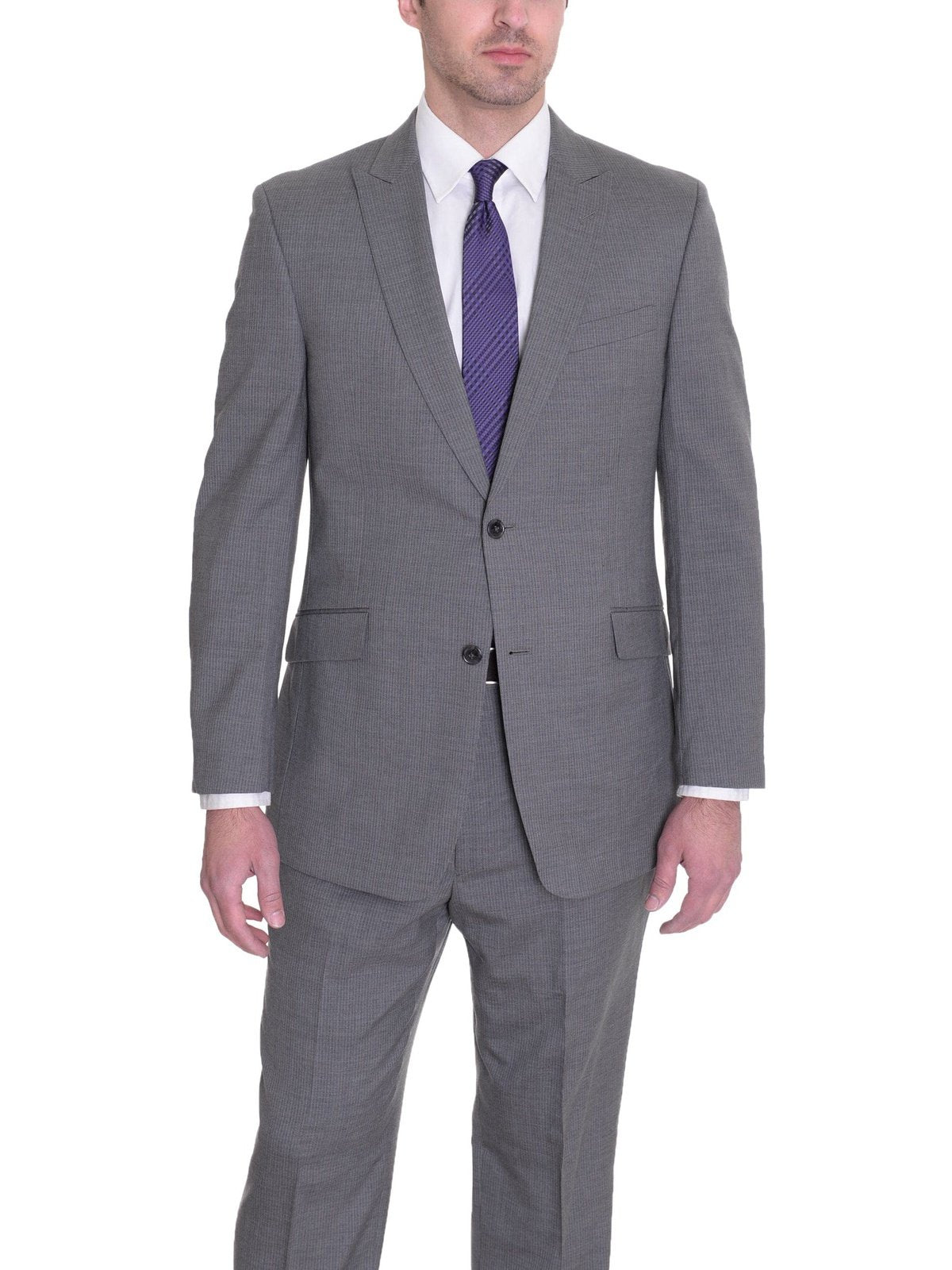 Tommy Hilfiger TWO PIECE SUITS Tommy Hilfiger Trim Fit Gray Pinstriped Two Button Wool Suit