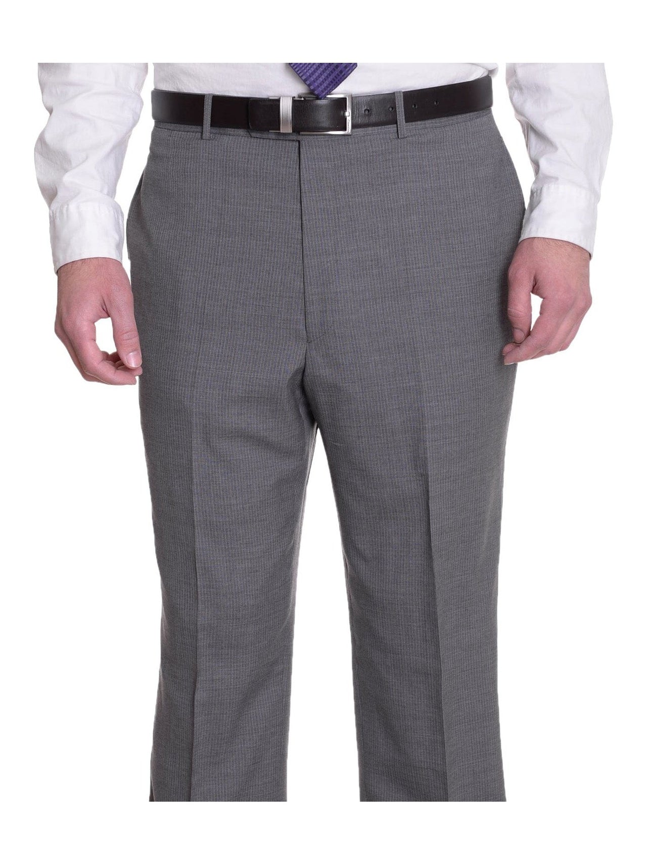 Tommy Hilfiger TWO PIECE SUITS Tommy Hilfiger Trim Fit Gray Pinstriped Two Button Wool Suit