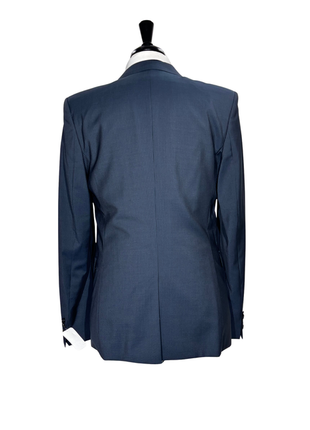 Hugo Boss Mens Blue-Gray Pinstripe Notch Lapels Slim Fit 2 Button Wool Suit - 42L