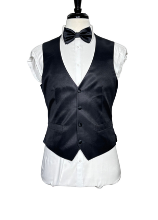 Corneliani Mens Solid Black Fully-Canvassed Peak Lapel Slim Fit 3-Piece Wool Silk Tuxedo - 40R