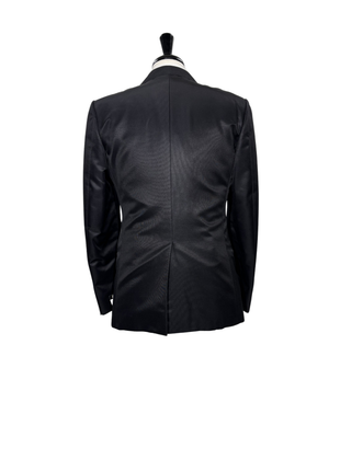 Corneliani Mens Solid Black Fully-Canvassed Peak Lapel Slim Fit 3-Piece Wool Silk Tuxedo - 40R