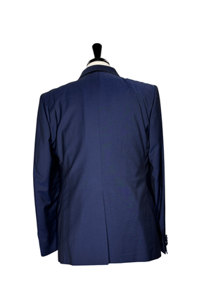 Corneliani Mens Blue With Black Trim Fully-Canvassed Shawl Lapel Slim Fit 3-Piece Wool Mohair Tuxedo - 44R