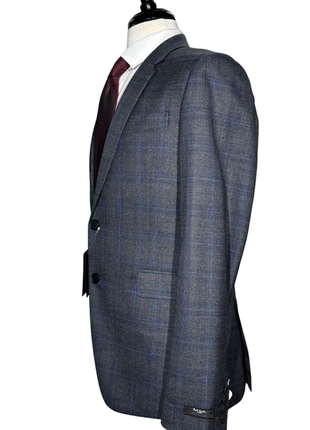 Paul Smith Mens Gray Blue Windowpane Half Canvassed Notch Lapel Slim Fit 2-Button Wool Suit  - 40S