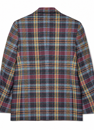 Polo Ralph Lauren Mens Multicolor Madras Plaid Peak Lapel Custom Fit Double-Breasted Cotton Suit - 40L