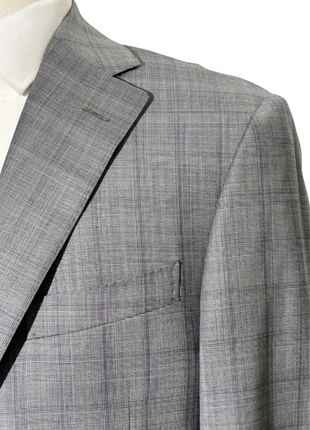 Corneliani Mens Gray Glen Plaid Fully-Canvassed Notch Lapels Classic Fit 2 Button Wool Suit - 40R