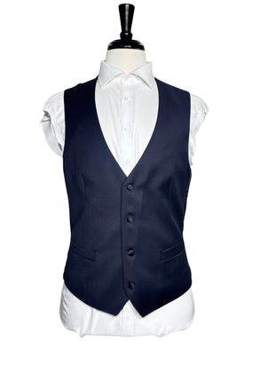 Corneliani Mens Solid Navy Fully-Canvassed Peak Lapel Slim Fit 3-Piece Wool Tuxedo - 42R
