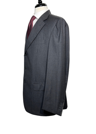 Sartoria Partenopea Mens Charcoal Textured Notch Lapel Classic Fit 3-button Wool Suit - 44R