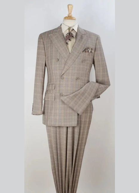 Apollo King Mens Brown Plaid Classic Fit 100% Wool Double