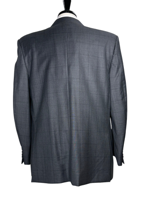 Ermenegildo Zegna Mens Gray Windowpane Fully-Canvassed Notch Lapel Classic Fit 2-Button Wool Suit - 44R