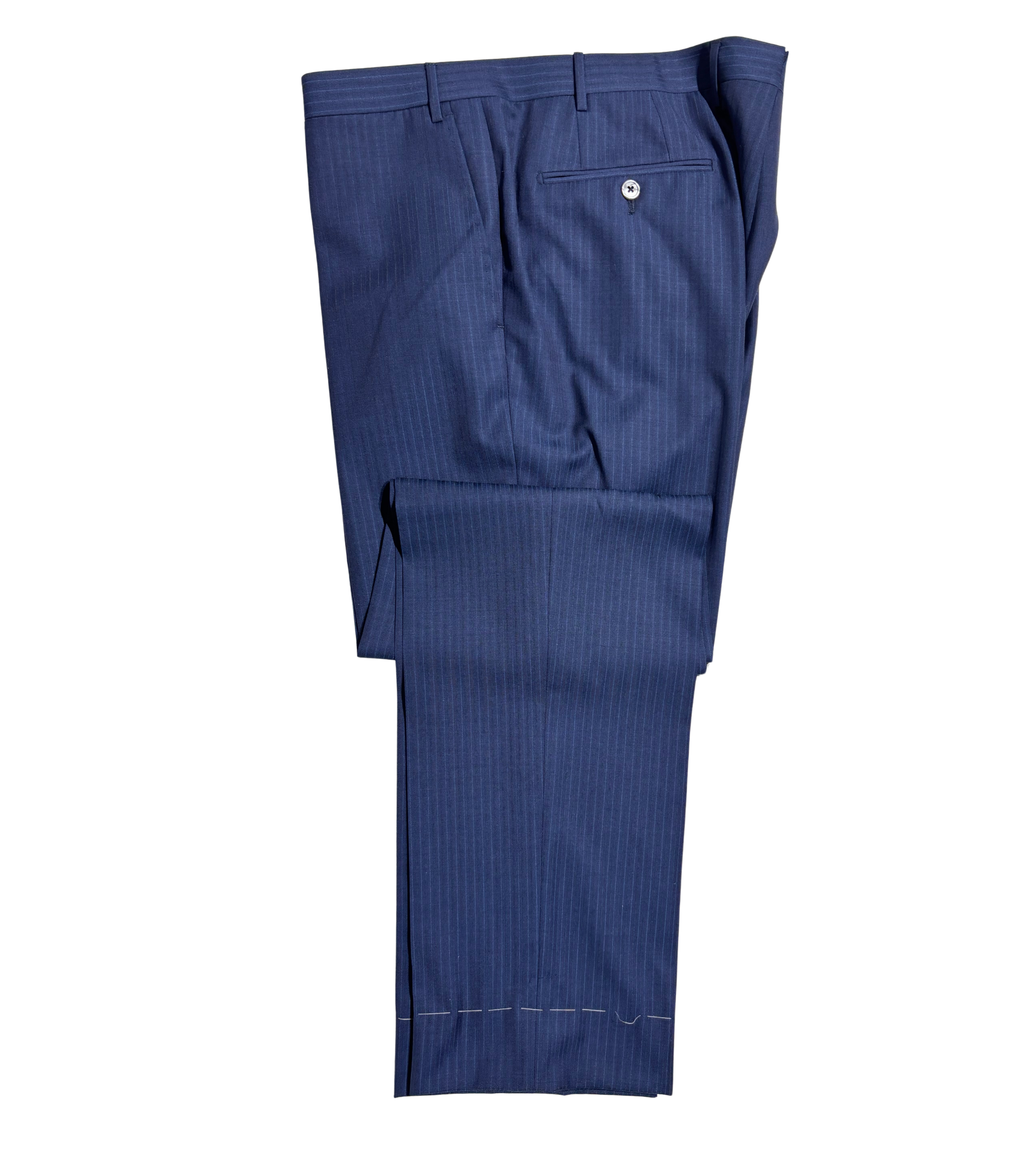 Corneliani Mens Blue Pinstripe Fully-Canvassed Notch Lapels