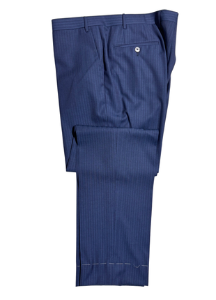 Corneliani Mens Blue Pinstripe Fully-Canvassed Notch Lapels Classic Fit 2 Button Wool Suit - 44L