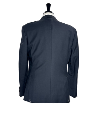 Giovanni Bresciani Mens Solid Black Satin Peak Lapel Slim Fit 1-Button Wool Tuxedo - 42R