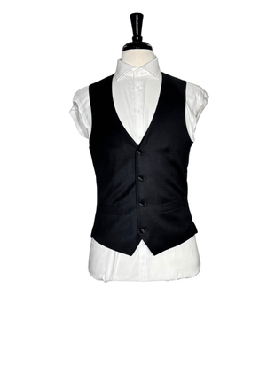 Corneliani Mens Solid Black Fully-Canvassed Shawl Lapel Slim Fit 3-Piece Wool Tuxedo - 42R
