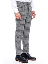 Thumbnail for Wessi PANTS 42W Wessi Mens Grey Plaid Hemmed Suit Pants