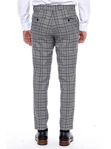 Wessi PANTS 42W Wessi Mens Grey Plaid Hemmed Suit Pants