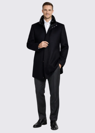 The Montreal Collection Windsor Black Down-Insulated Wool Car Coat