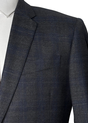 Paul Smith Mens Gray Blue Windowpane Half Canvassed Notch Lapel Slim Fit 2-Button Wool Suit  - 40S