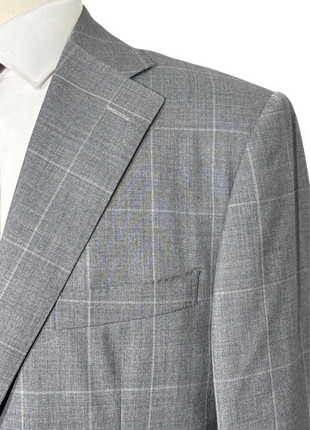 Corneliani Mens Gray Windowpane Fully-Canvassed Notch Lapels Classic Fit 2 Button Wool Suit - 40R