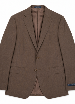 Polo Ralph Lauren Mens Brown Textured Notch Lapel Custom Fit 3-Piece Wool Suit - 40L