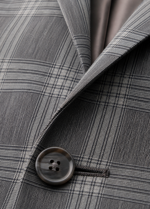 Alfani Gray Plaid Notch Lapel Slim Fit Stretch Blazer