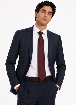 Sartoria Mazara Mens Navy Blue Weave Slim Fit 100% Wool Blazer Sportcoat