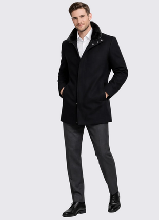 The Montreal Collection Windsor Black Down-Insulated Wool Car Coat