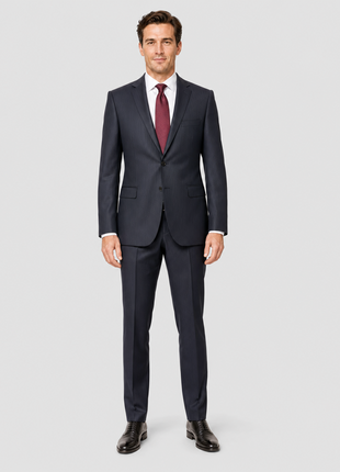 Versace Collection Mens Charcoal Pinstripe Notch Lapel Classic Fit 2-Button Wool Suit - 44L
