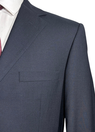 Versace Classic Mens Solid Dark Blue Notch Lapel Classic Fit 3-Button Wool Suit - 38L