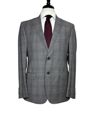 Sample Production Gray Glen Plaid Notch Lapel Classic Fit 2-Button Wool Suit - 40R